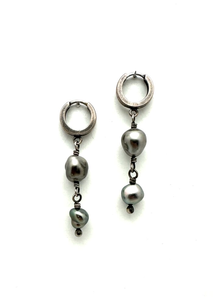 South Sea Keshi pearl earrings 2 drop 6-8mm