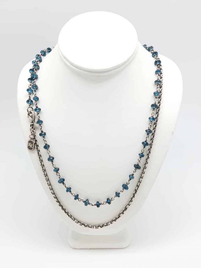 Kary Kjesbo Designs London Blue Topaz necklace 8mm (doubled)