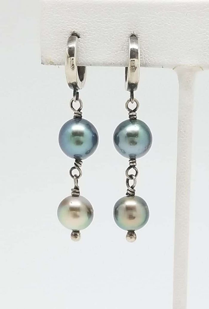 Kary Kjesbo Designs South Sea pearl earrings 2 drop 8-9mm