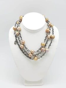 Kary Kjesbo Designs Natural Golden freshwater pearls, heavy chain.