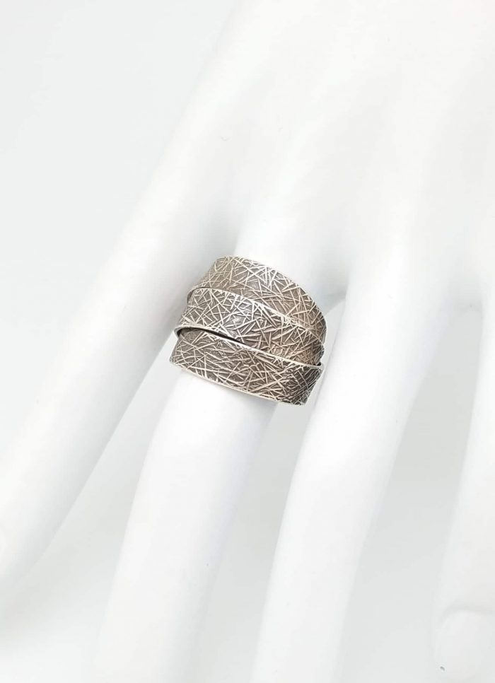 Kary Kjesbo Designs Thai Silver 3 layer textured Ring