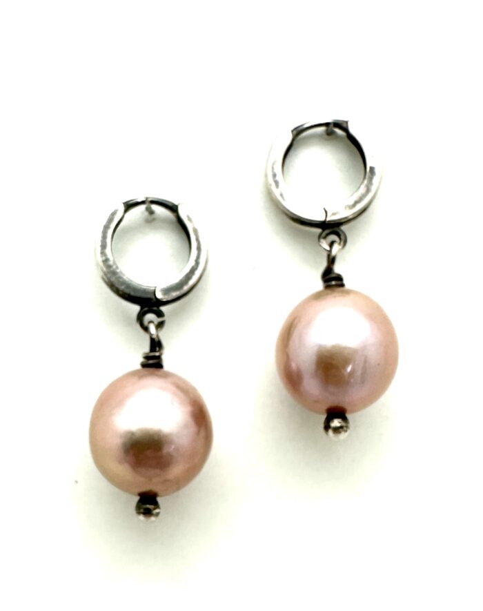 Natural Pink Fresh Water Pearl Earrings 12mm